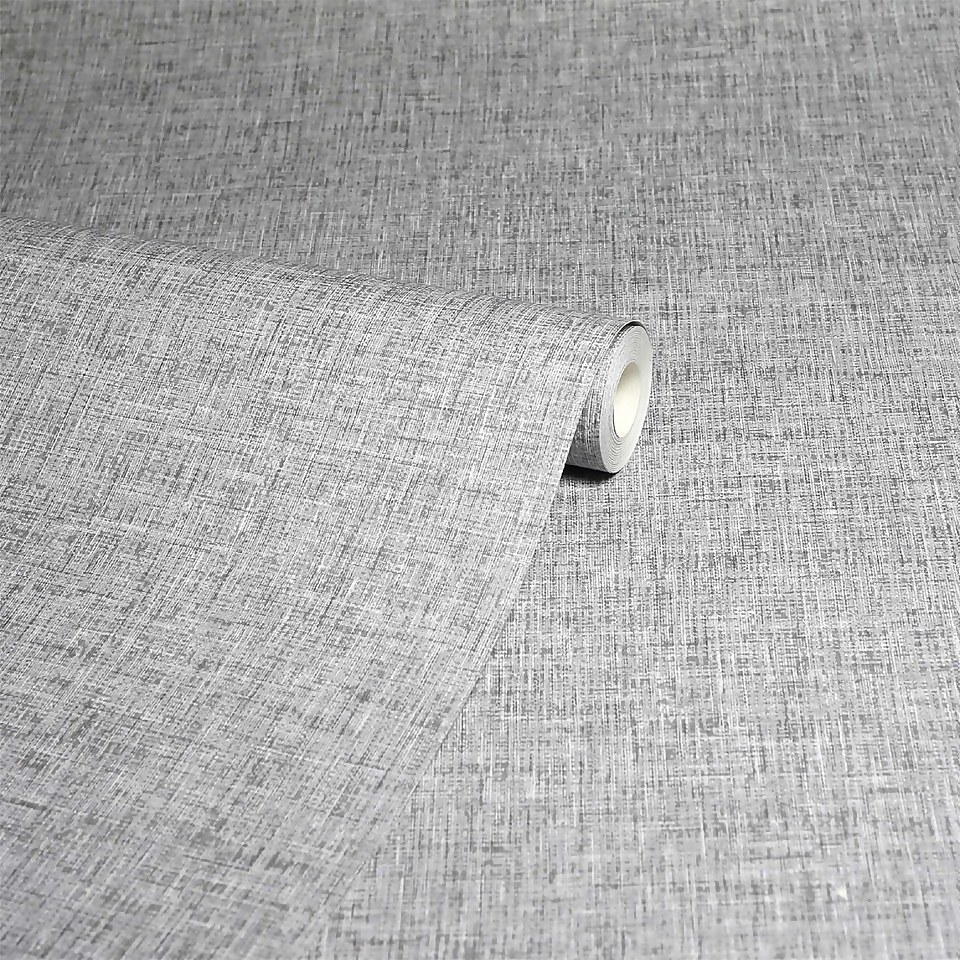 Linen Texture Grey Artistick Wallpaper