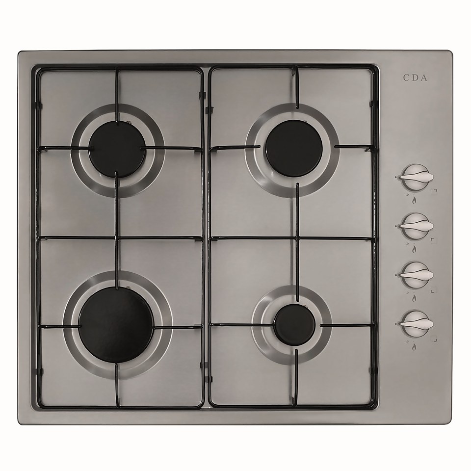 CDA HG6151SS 4 Burner Gas Hob with Side Controls - 60cm - Stainless steel