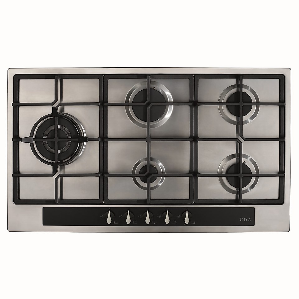 CDA HG9351SS 5 Burner Gas Hob with Front Controls - 90cm - Stainless Steel