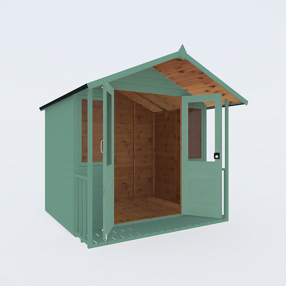 Country Living Flintham 7 x 7ft Traditional Summerhouse Painted + Installation - Aurora Green