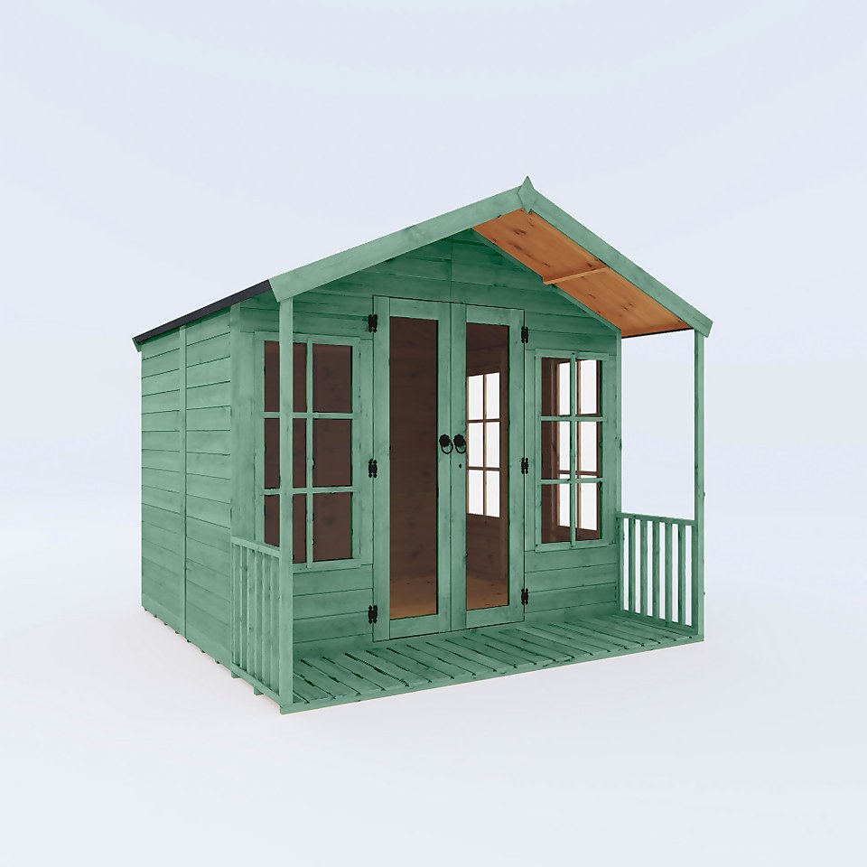 Country Living Tuxford 8 x 8ft Premium Traditional Summerhouse Painted + Installation - Aurora Green