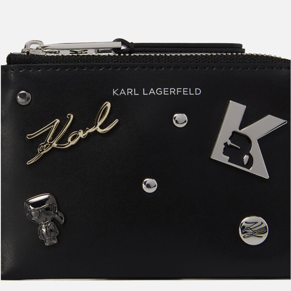 KARL LAGERFELD Women's K/Karl Seven Pins Zip Card Holder - Black