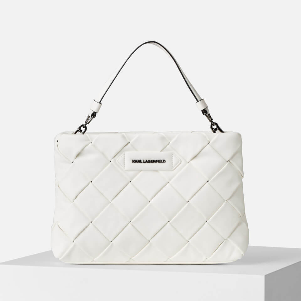 KARL LAGERFELD Women s K Kushion Braid Clutch White