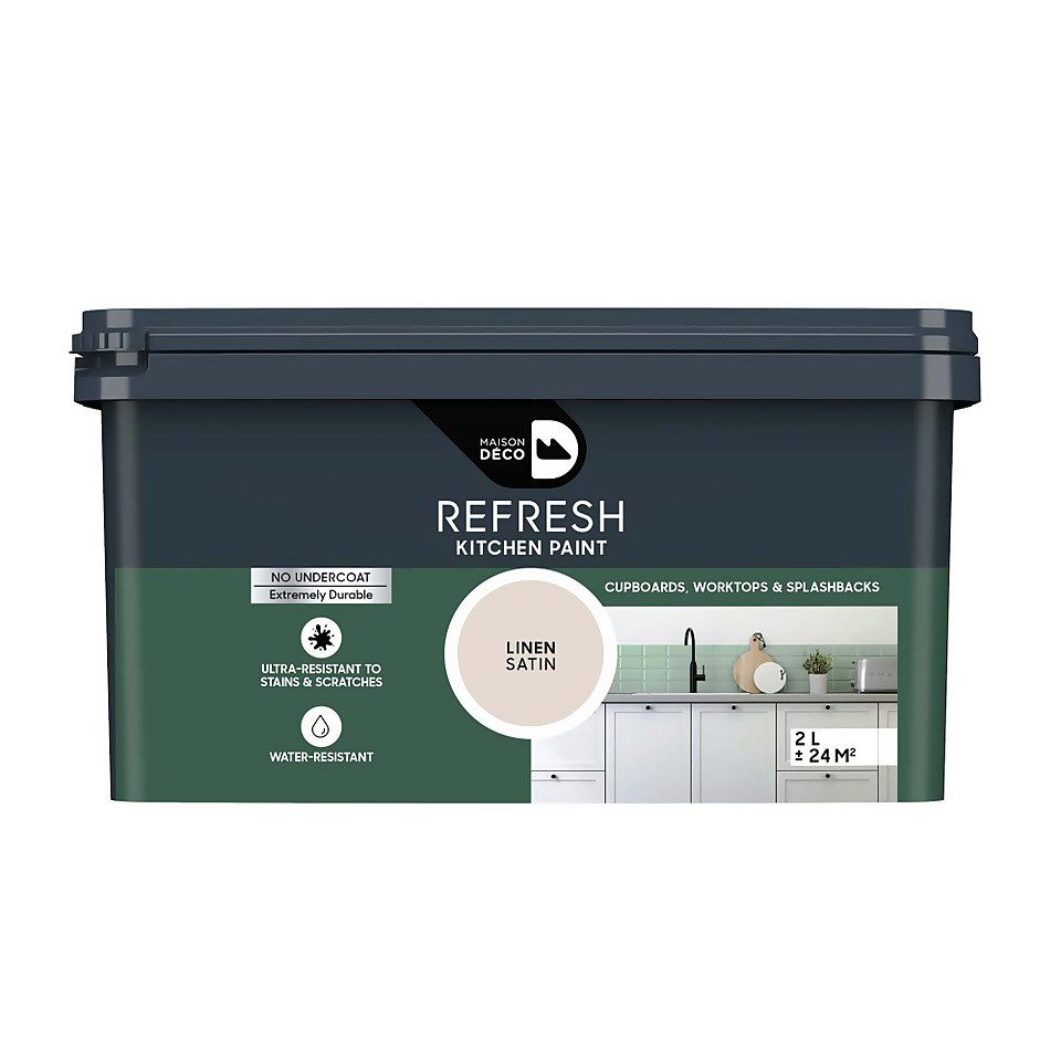 Maison Deco Refresh Kitchen Cupboards, Worktops & Splashbacks Paint Linen - 2L