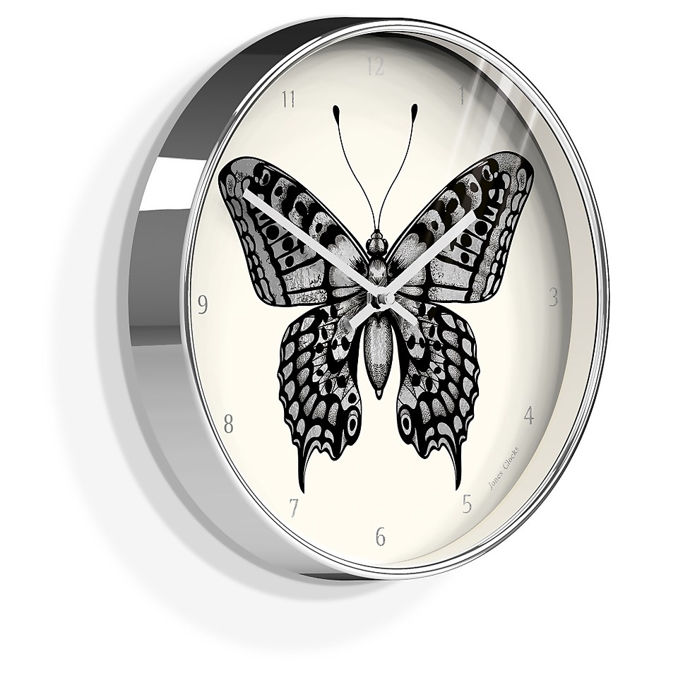 Jones Academy Butterfly Clock Chrome Homebase