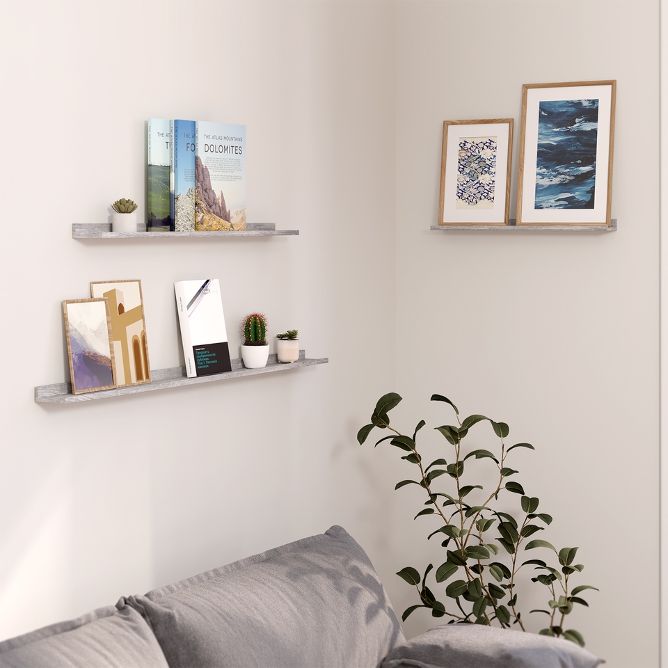 Flexi Storage Decorative Shelving Photo Shelf Grey Oak 900x35x100mm