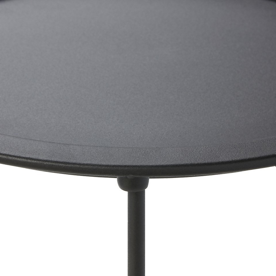 Metal Folding Side Table - Black
