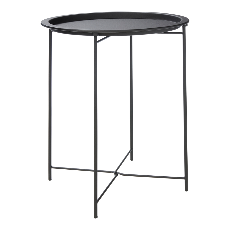 Metal Folding Side Table – Black