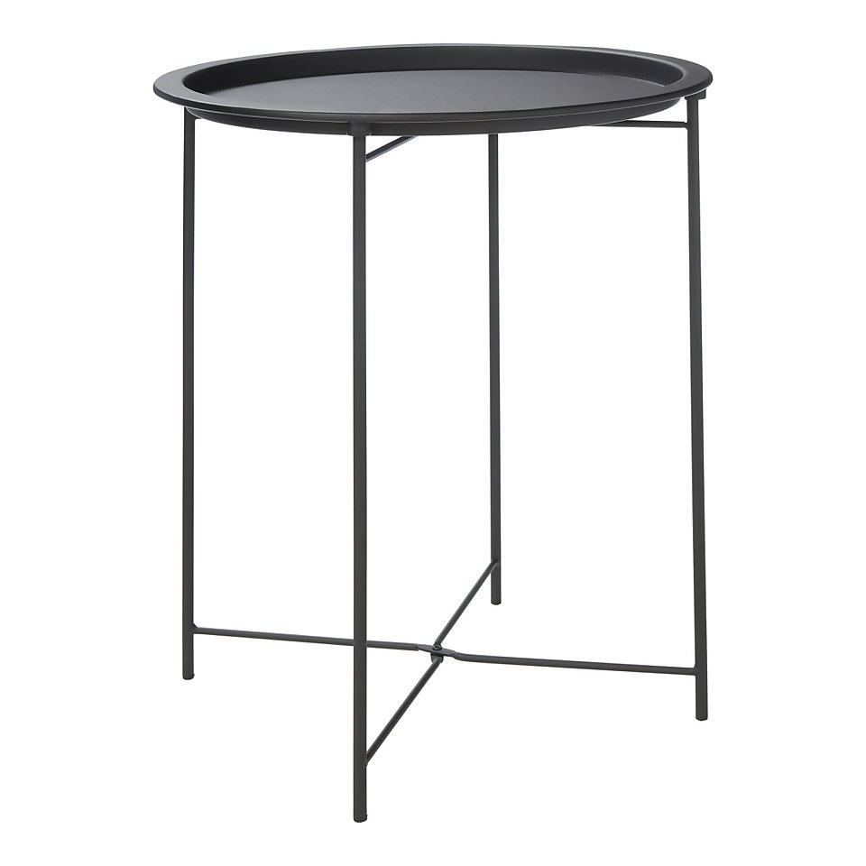 Metal Folding Side Table - Black