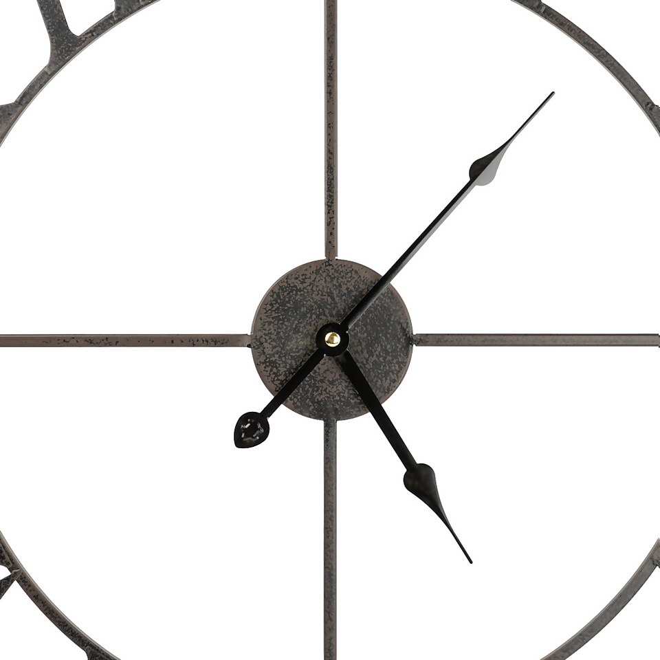 Metal Wall Clock - Black - 60cm
