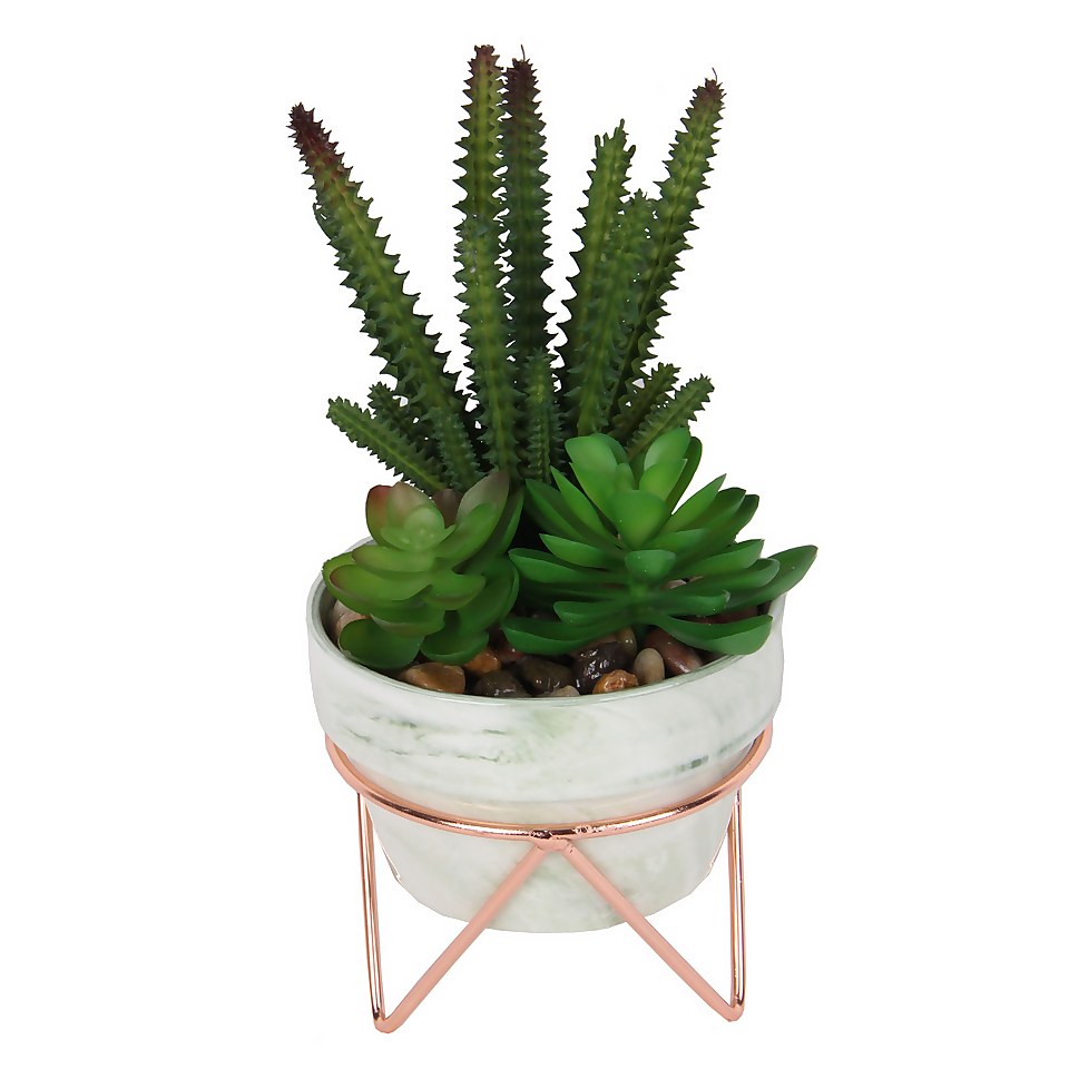 Artificial Succulent in Rose Gold Stand