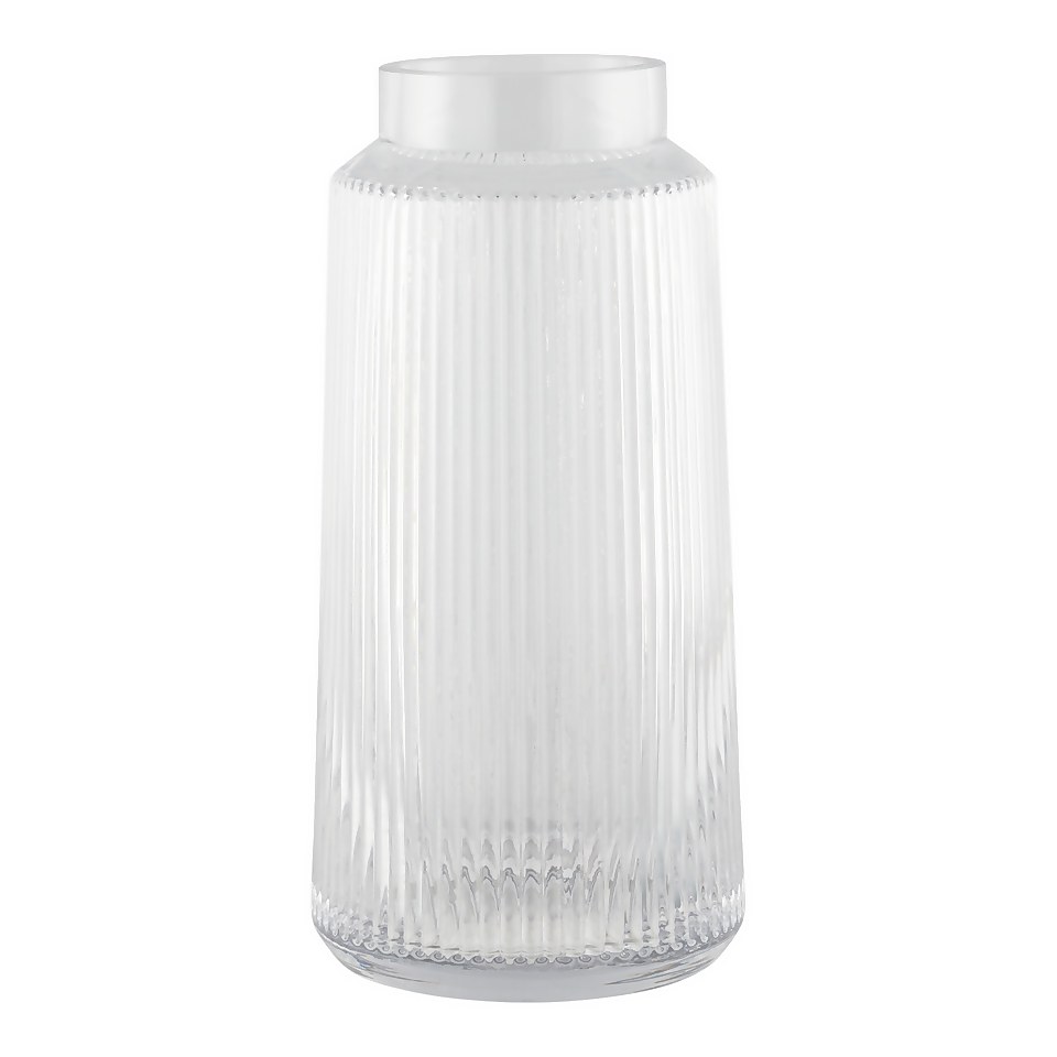 Ridged Glass Vase - Clear