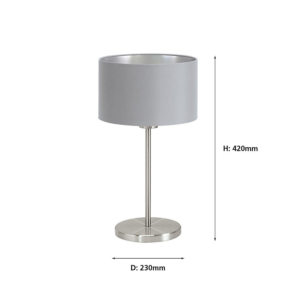 EGLO Maserlo Grey and Silver Table Lamp