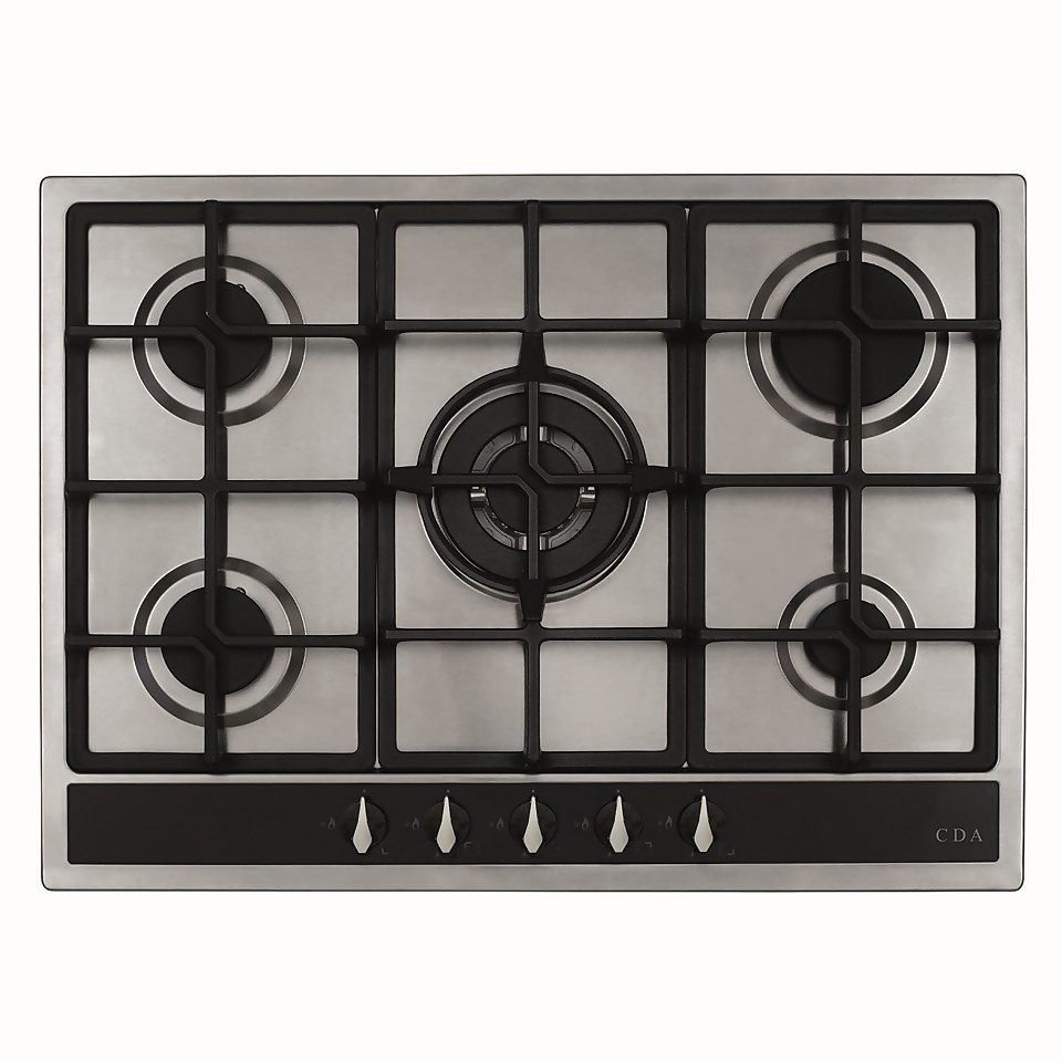 CDA HG7351SS 5 Burner Gas Hob with Front Controls - 70cm - Stainless Steel