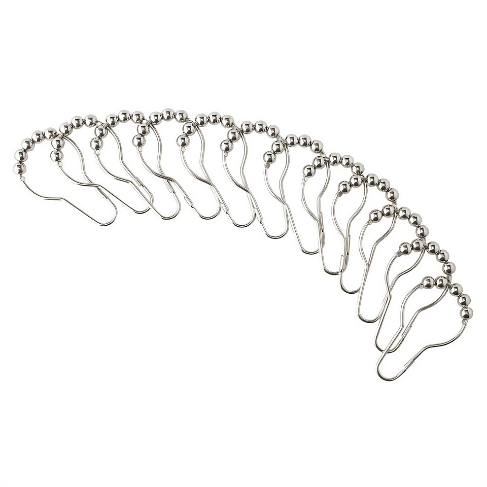 Aqualona Shower Curtain Roller Rings Chrome 12 Pack Homebase