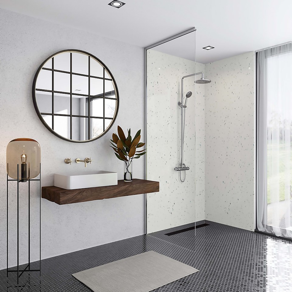 Wetwall Elite Post Formed Shower Wall Panel Quartzo Bianco - 2420x1200x10mm
