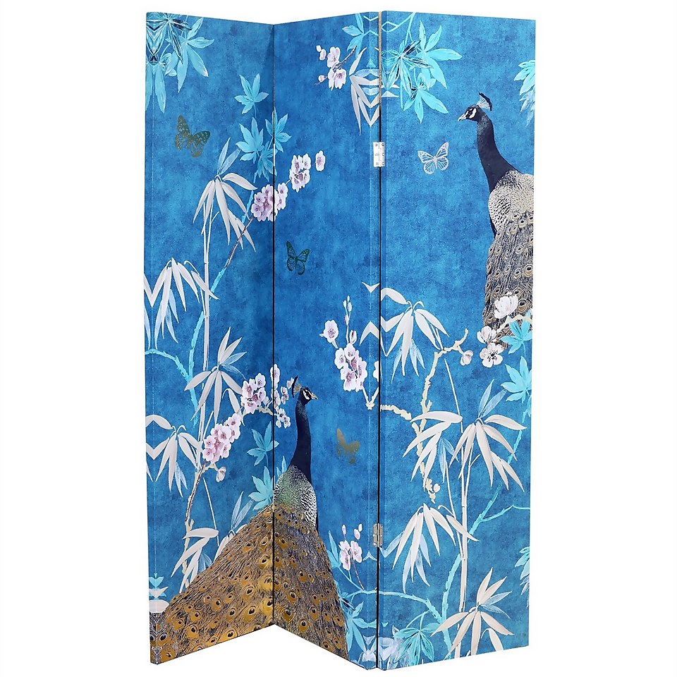 Arthouse Peacock Room Divider - Blue