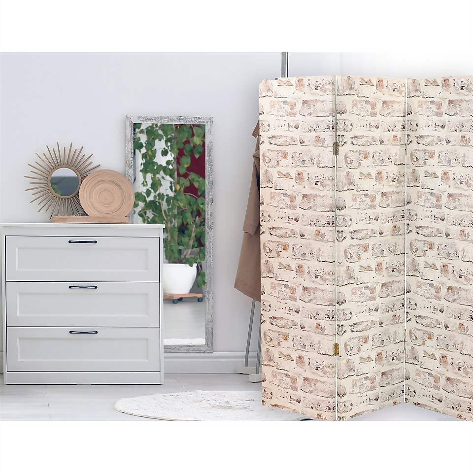 Arthouse Washed Brick Room Divider - White