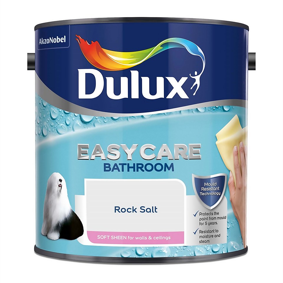 Dulux Easycare Bathroom Rock Salt Soft Sheen Paint - 2.5L