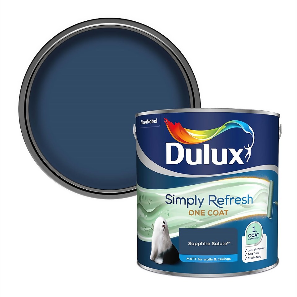 Dulux Simply Refresh One Coat Matt Emulsion Paint Sapphire Salute - 2.5L