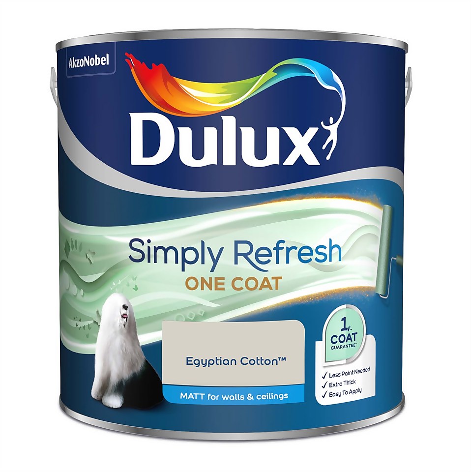 Dulux Simply Refresh One Coat Matt Emulsion Paint Egyptian Cotton - 2.5L
