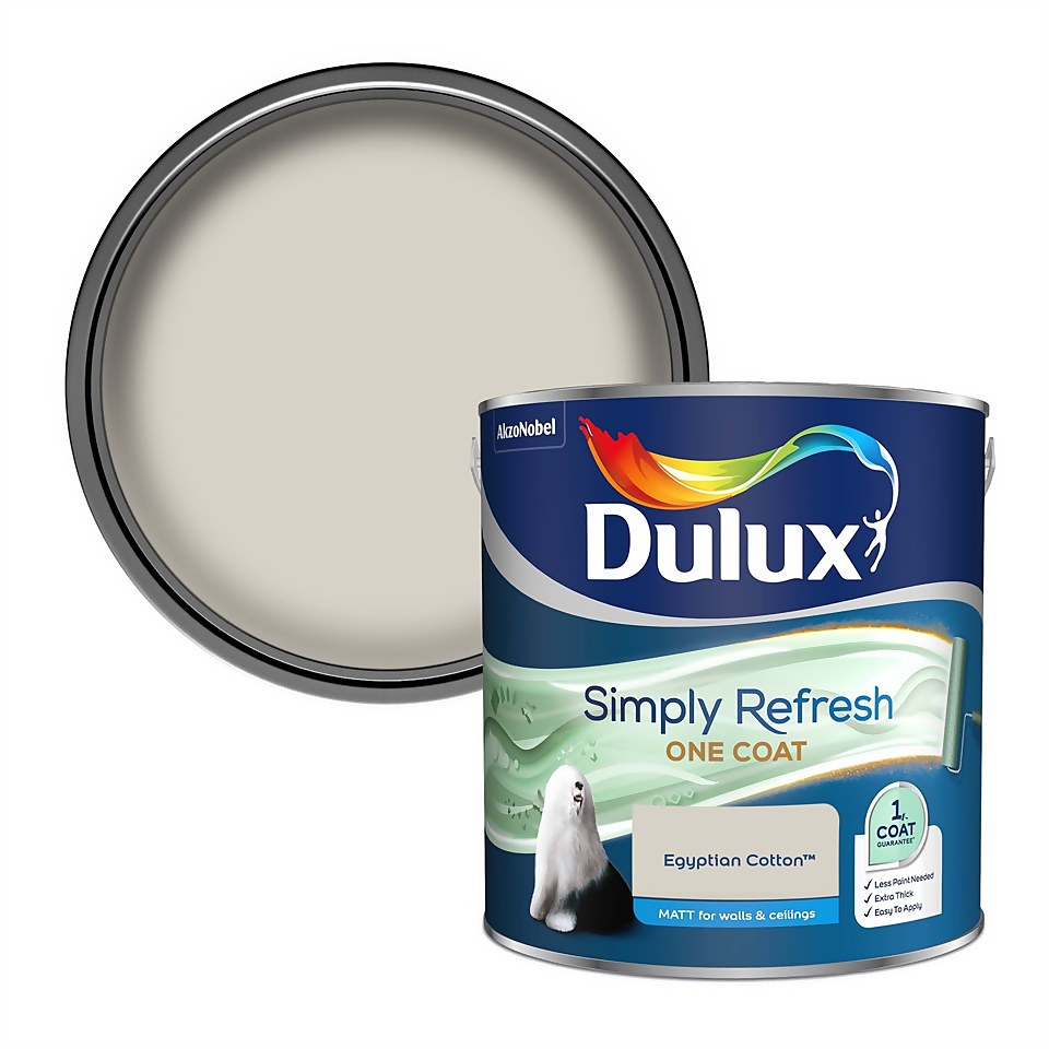 Dulux Simply Refresh One Coat Matt Emulsion Paint Egyptian Cotton - 2.5L