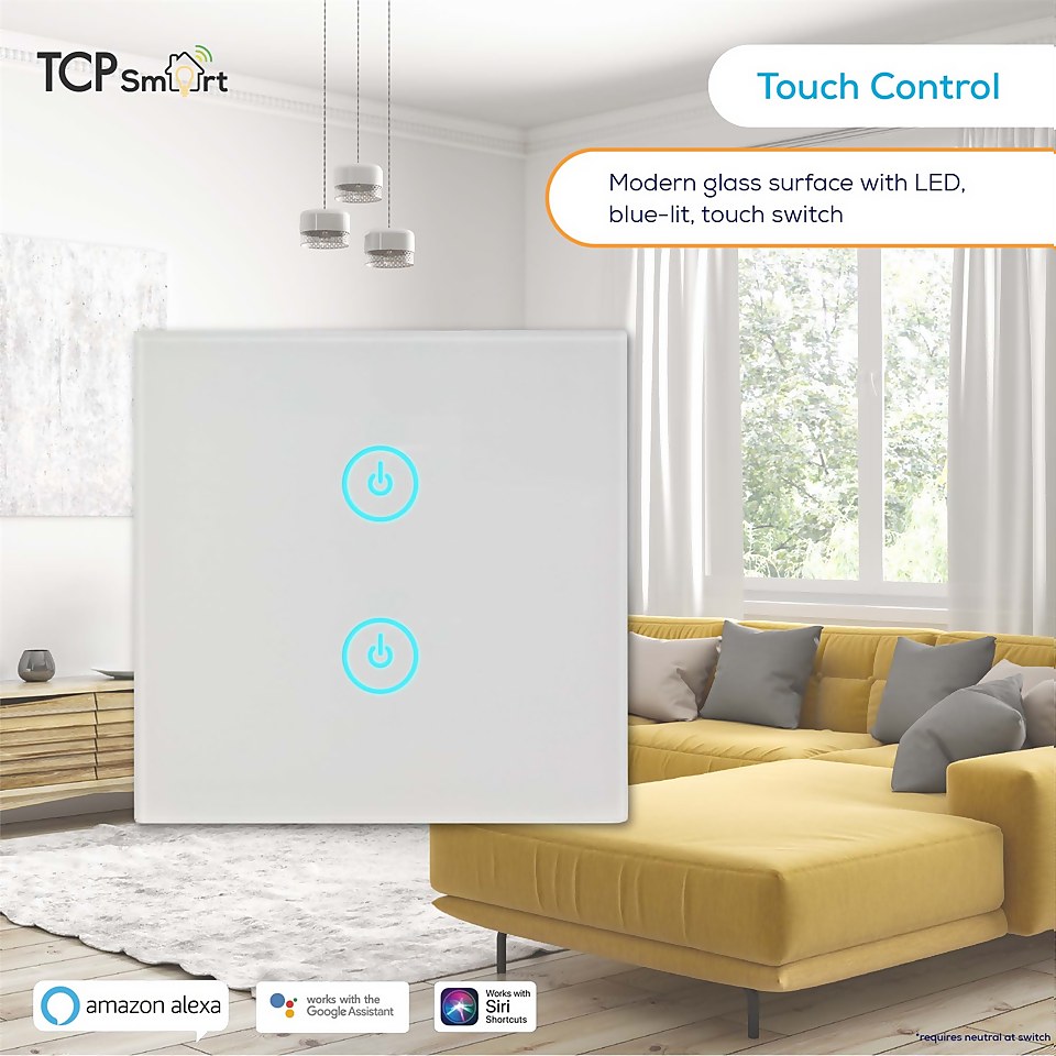 TCP Smart Wifi Wall Switch Double White Uk