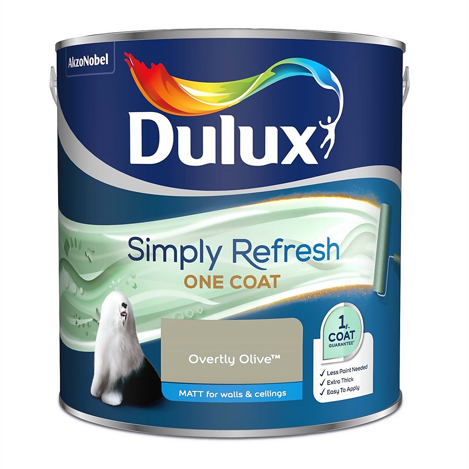 Dulux Simply Refresh One Coat Matt Emulsion Paint Overtly Olive  - 2.5L