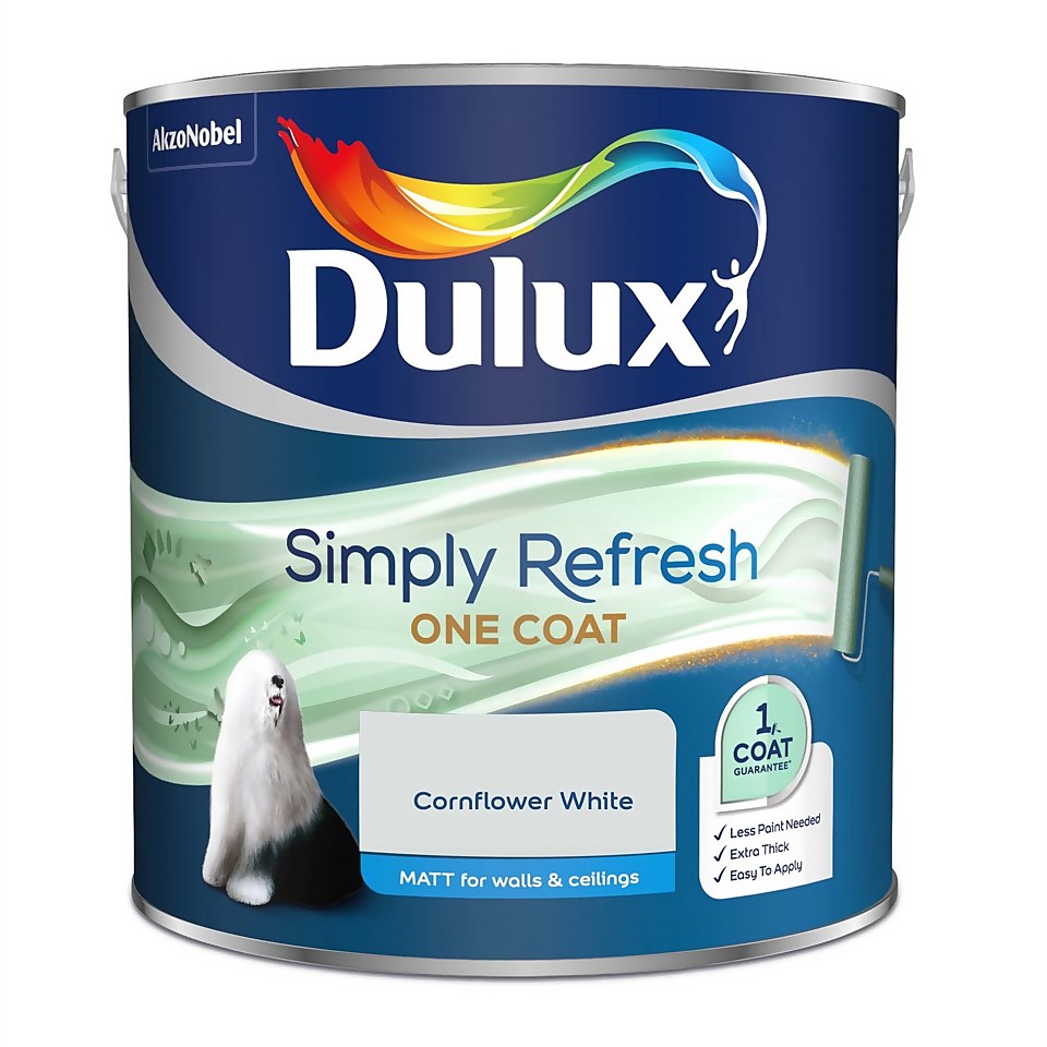 Dulux Simply Refresh One Coat Matt Emulsion Paint Cornflower White - 2.5L