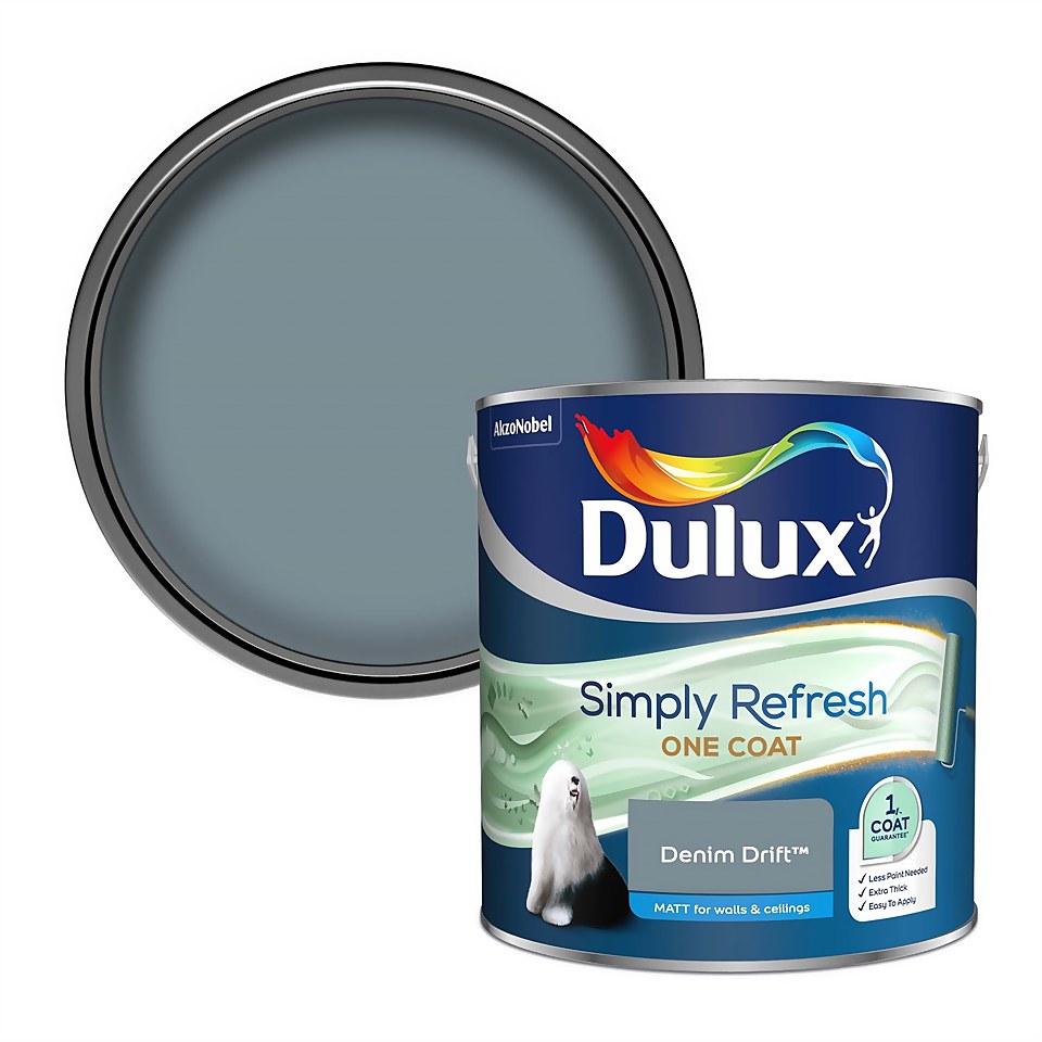 Dulux Simply Refresh One Coat Matt Emulsion Paint Denim Drift - 2.5L