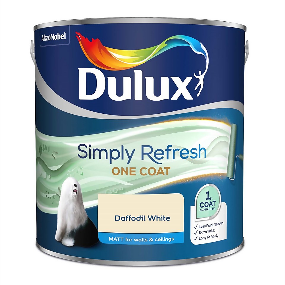 Dulux Simply Refresh One Coat Matt Emulsion Paint Daffodil White - 2.5L