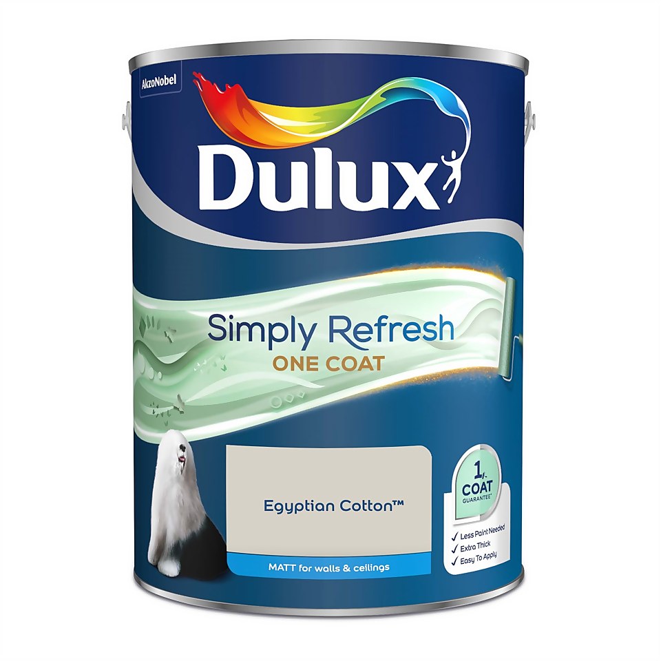 Dulux Simply Refresh One Coat Matt Emulsion Paint Egyptian Cotton - 5L