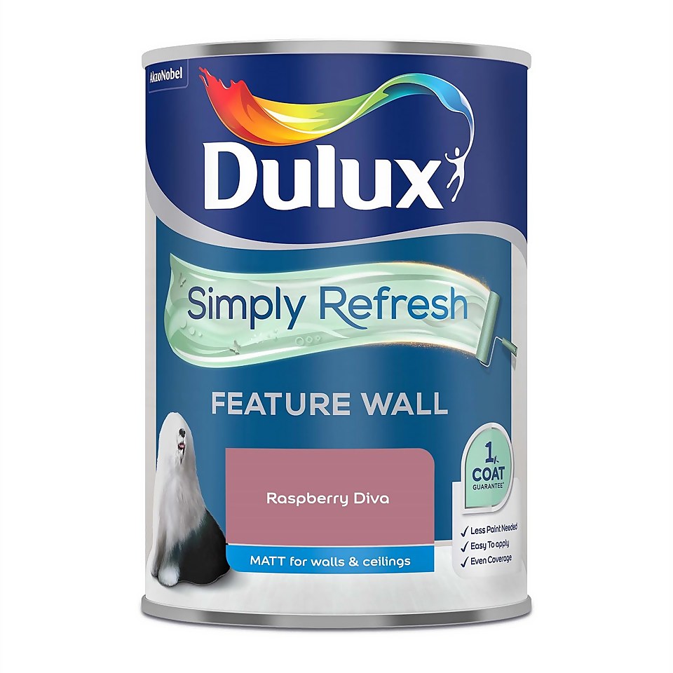 Dulux Simply Refresh Feature Wall One Coat Matt Emulsion Paint Raspberry Diva - 1.25L