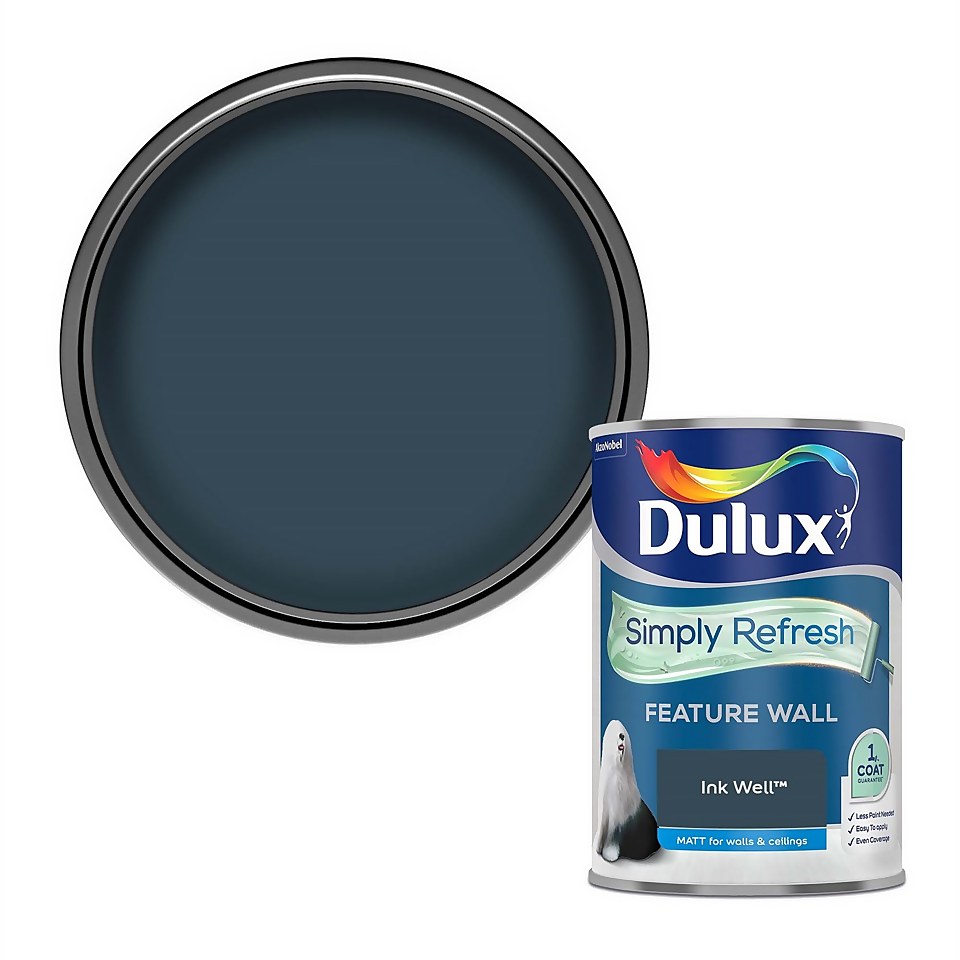 Dulux Simply Refresh Feature Wall One Coat Matt Emulsion Paint Ink Well - 1.25L