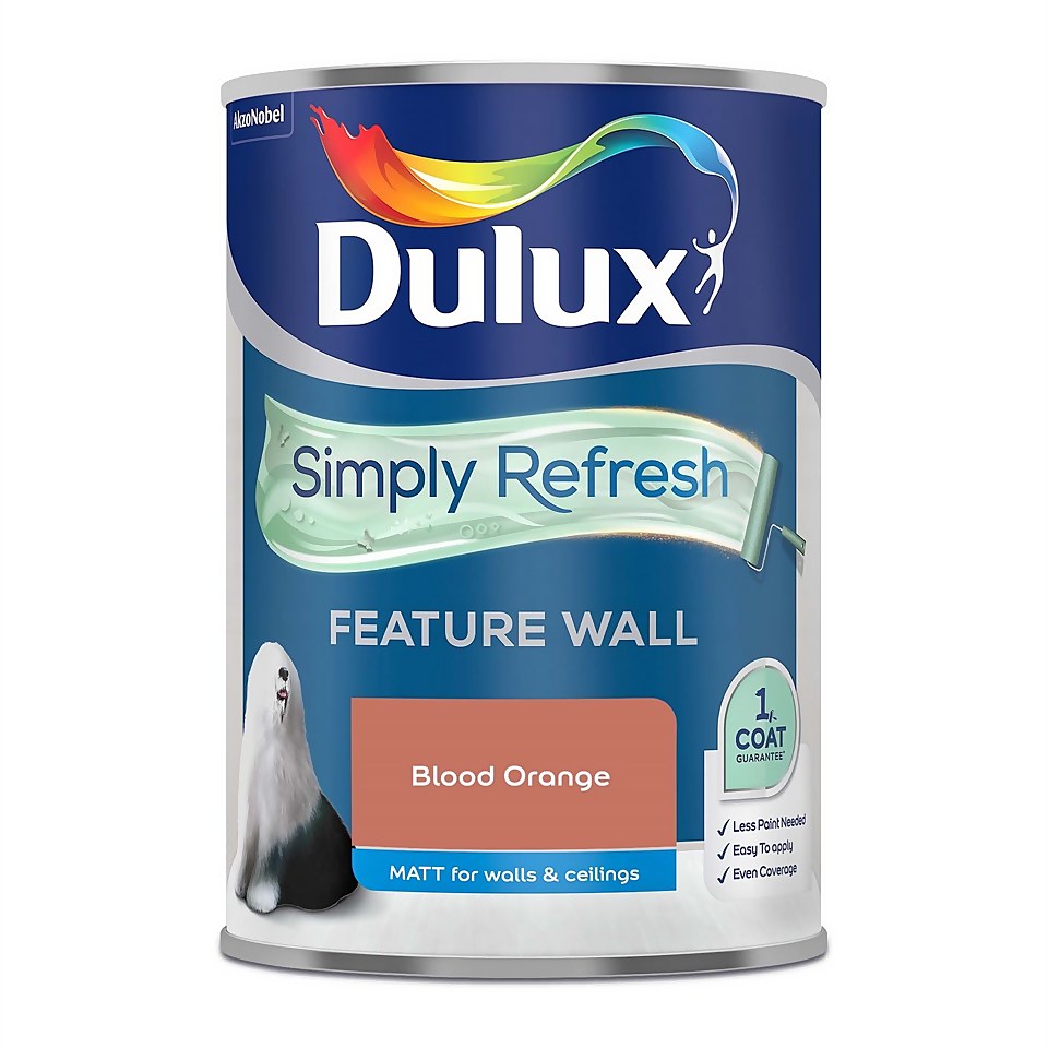 Dulux Simply Refresh Feature Wall One Coat Matt Emulsion Paint Blood Orange - 1.25L