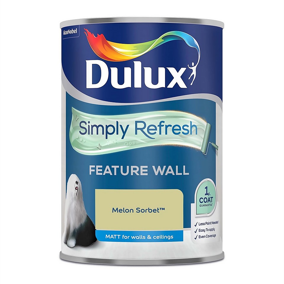 Dulux Simply Refresh Feature Wall One Coat Matt Emulsion Paint Melon Sorbet - 1.25L