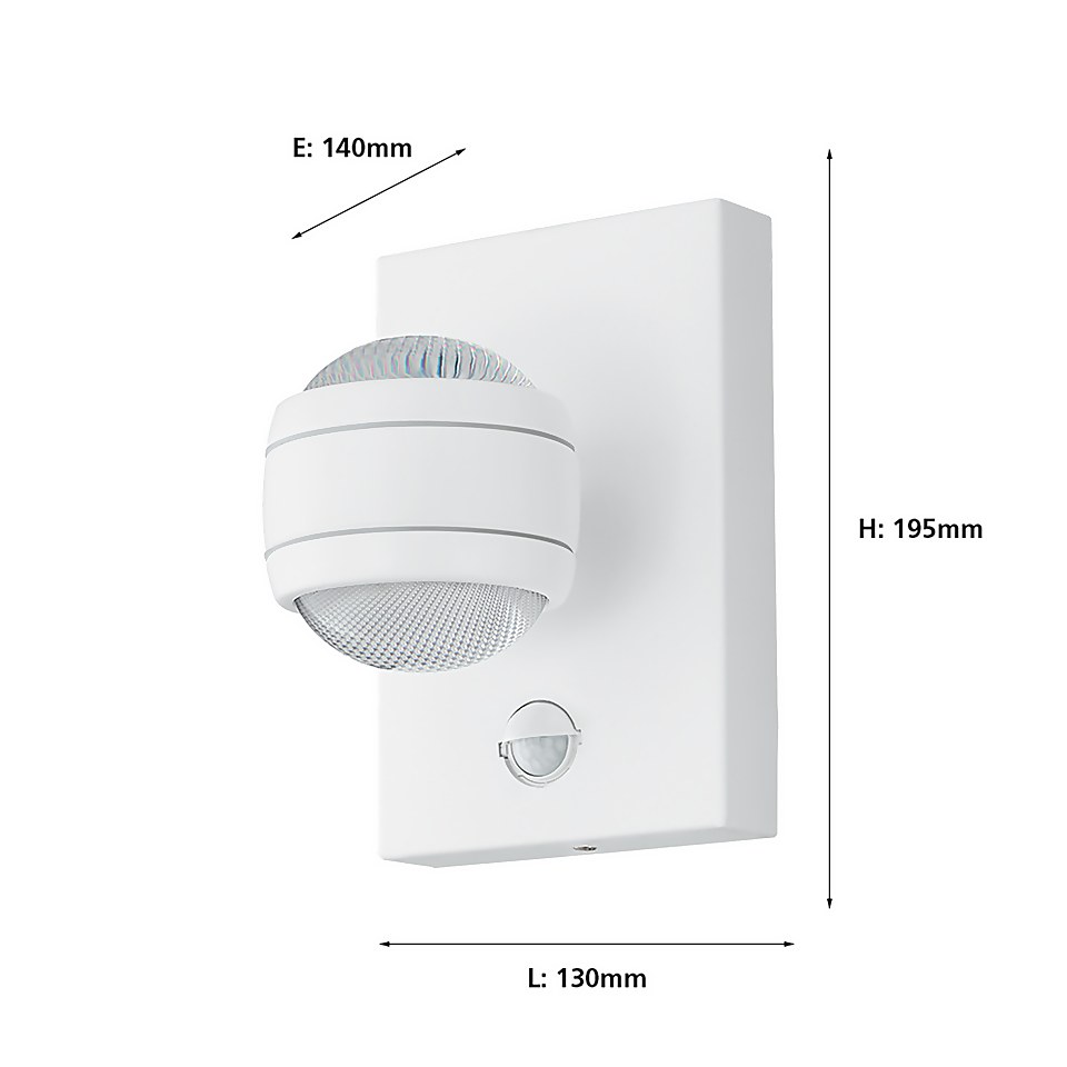 EGLO Sesimba 1 LED Sensor Outdoor Wall Light - White
