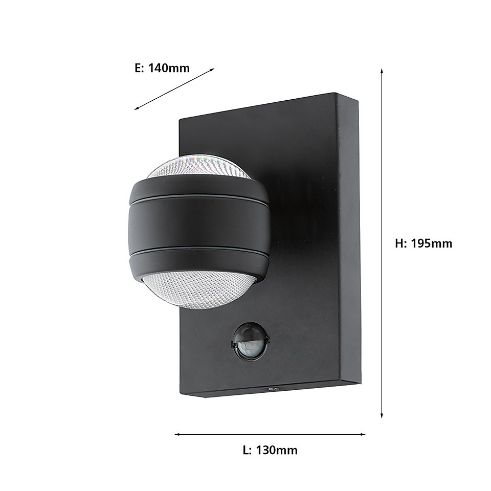 EGLO Sesimba 1 LED Sensor Wall Light Black