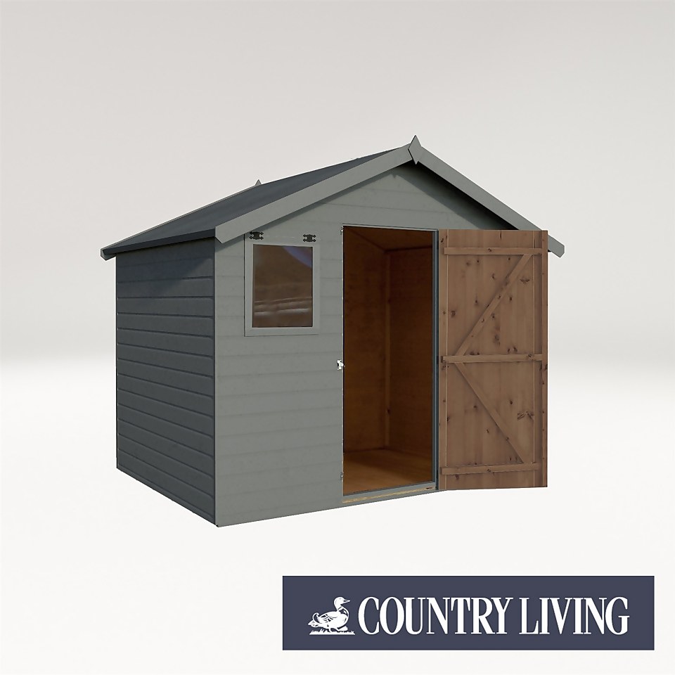Country Living Weston 6 x 8 Premium Pressure Treated Shiplap T&G Apex Shed Painted + Installation - Thorpe Towers