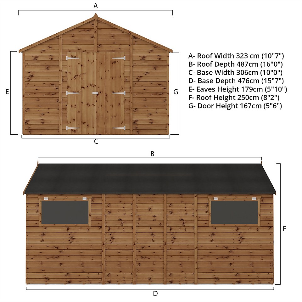 Country Living Sibson 16 x 10 Premium Pressure Treated Shiplap T&G Modular Workshop Painted + Installation - Thorpe Towers