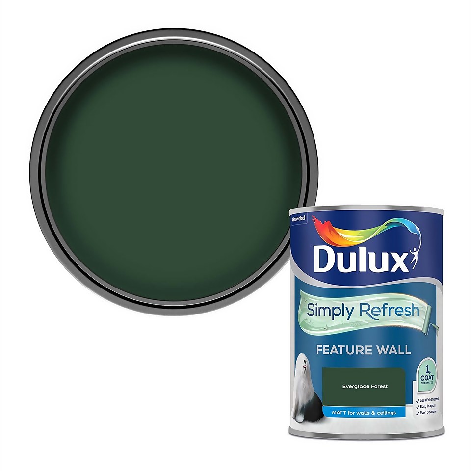 Dulux Simply Refresh Feature Wall One Coat Matt Emulsion Paint Everglade Forest - 1.25L