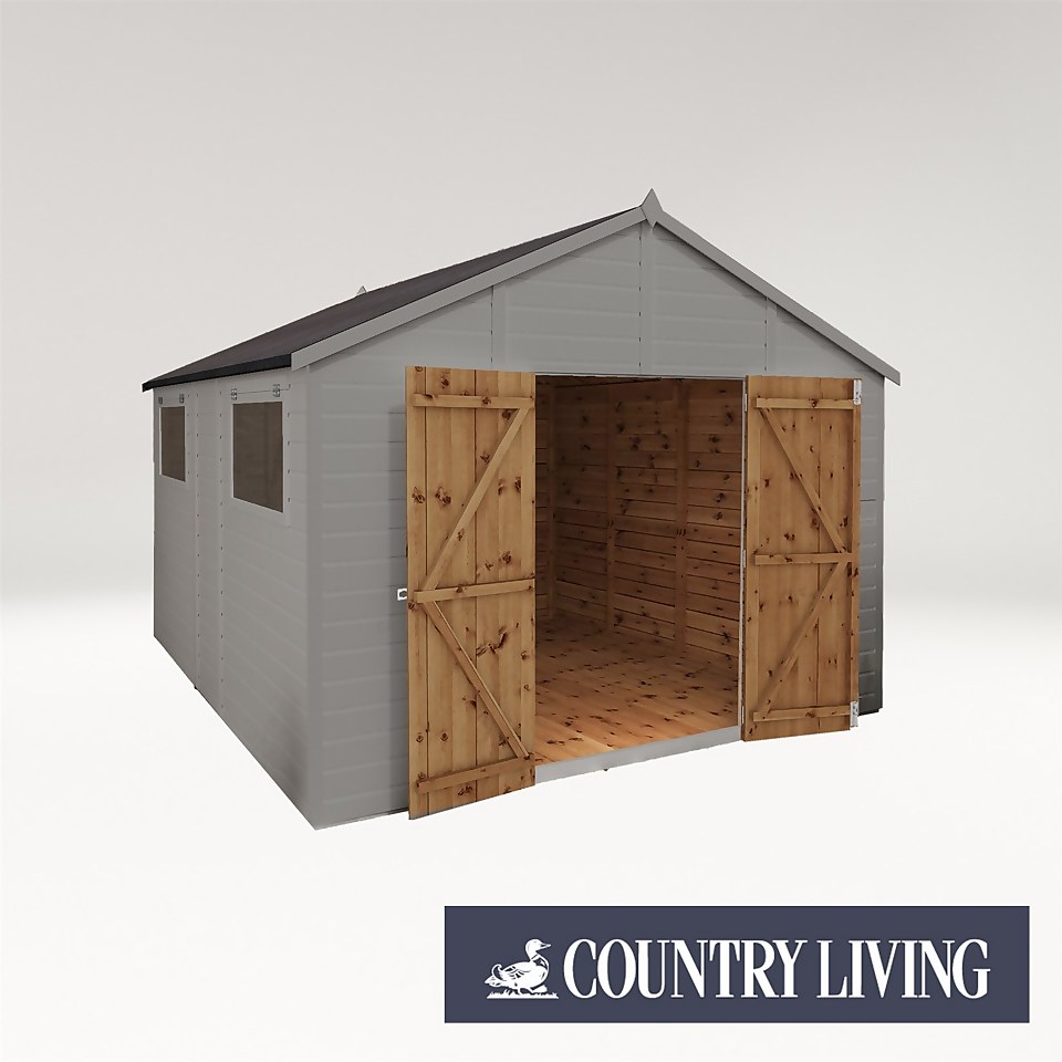Country Living Sibson 12 x 10 Premium Pressure Treated Shiplap T&G Modular Workshop Painted + Installation - Thorpe Towers