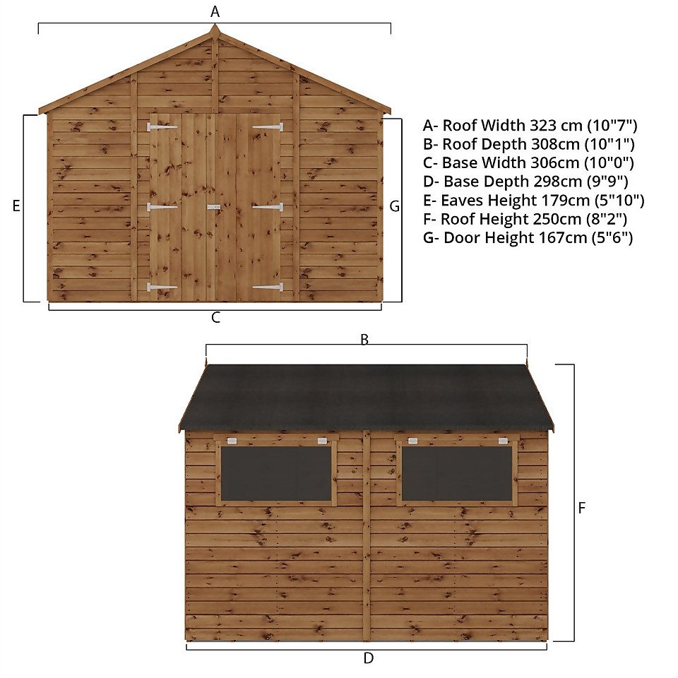 Country Living Sibson 10 x 10 Premium Pressure Treated Shiplap T&G Modular Workshop Painted + Installation - Thorpe Towers