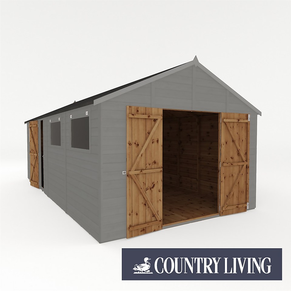 Country Living Sibson 20 x 10 Premium Pressure Treated Shiplap T&G Modular Workshop Painted + Installation - Thorpe Towers