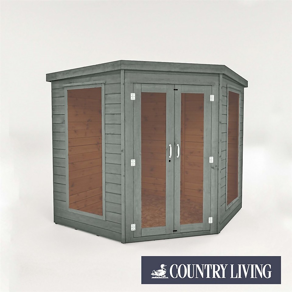 Country Living Maplebeck 7 x 7 Corner Summerhouse Painted + Installation - Thorpe Towers