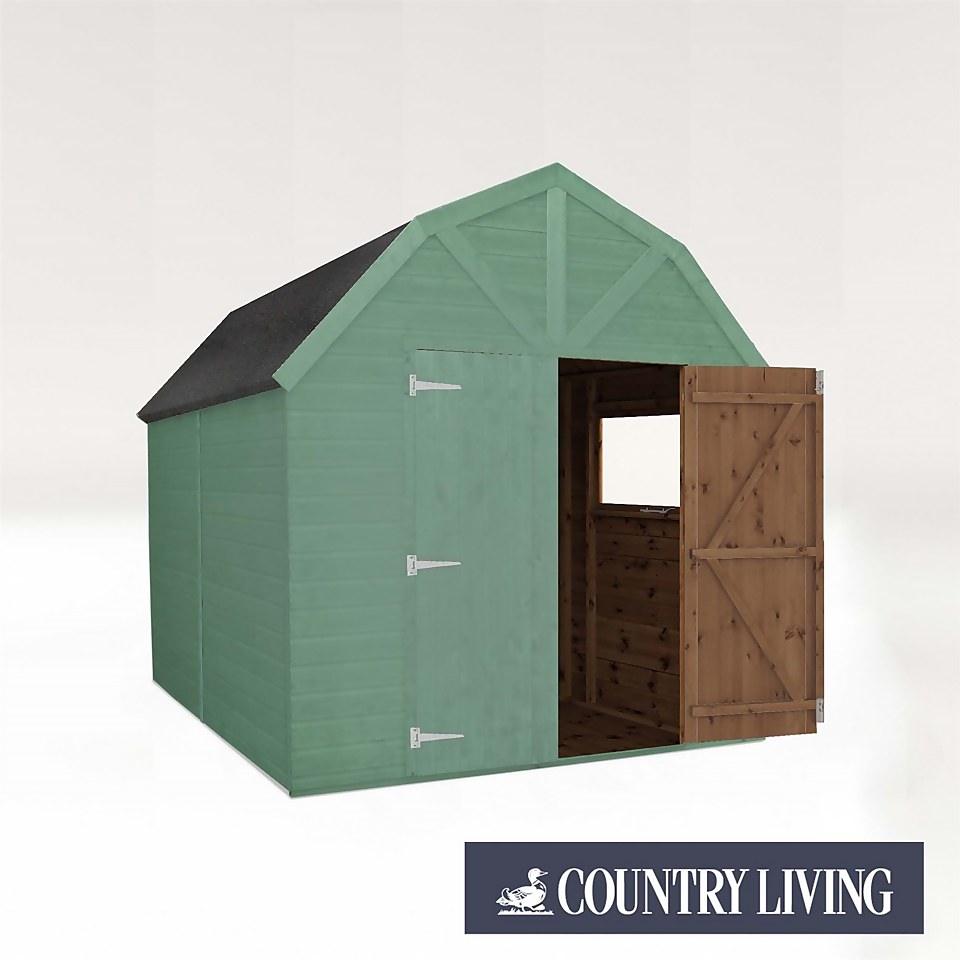 Country Living Appleby 10 x 8 Premium Pressure Treated Shiplap T&G Dutch Barn Painted + Installation - Aurora Green