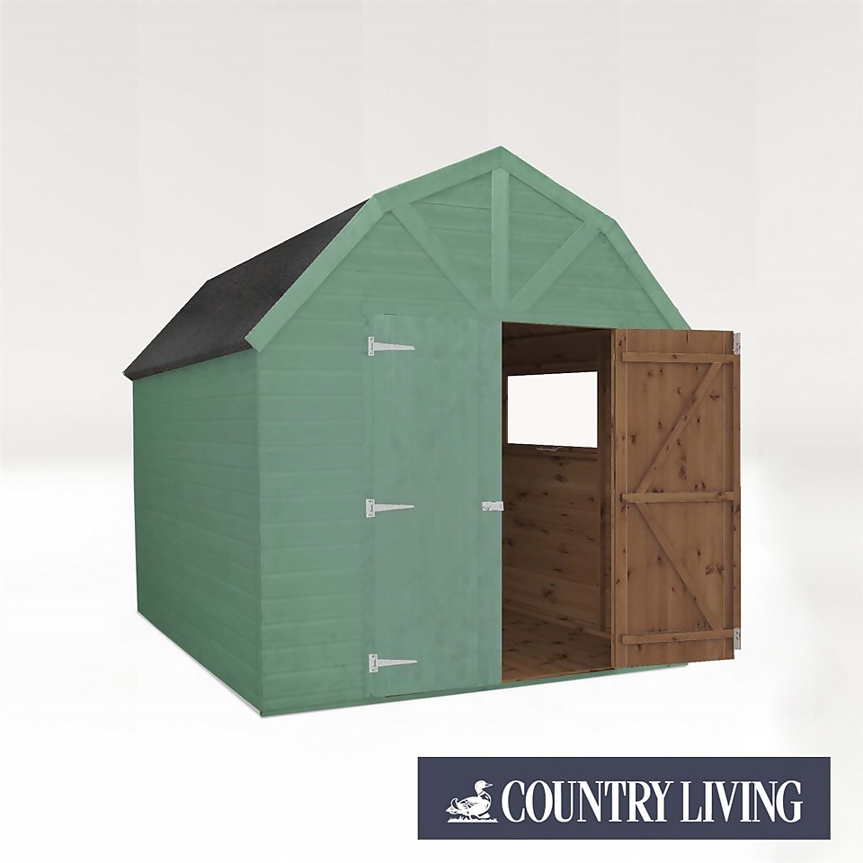 Country Living Appleby 8 x 8 Premium Pressure Treated Shiplap T&G Dutch Barn Painted + Installation - Aurora Green