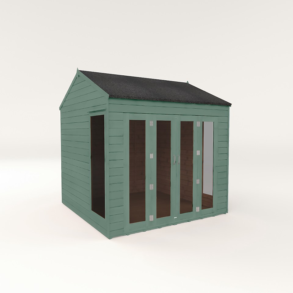 Country Living Hawksworth 8 x 8ft Summerhouse Painted + Installation - Aurora Green