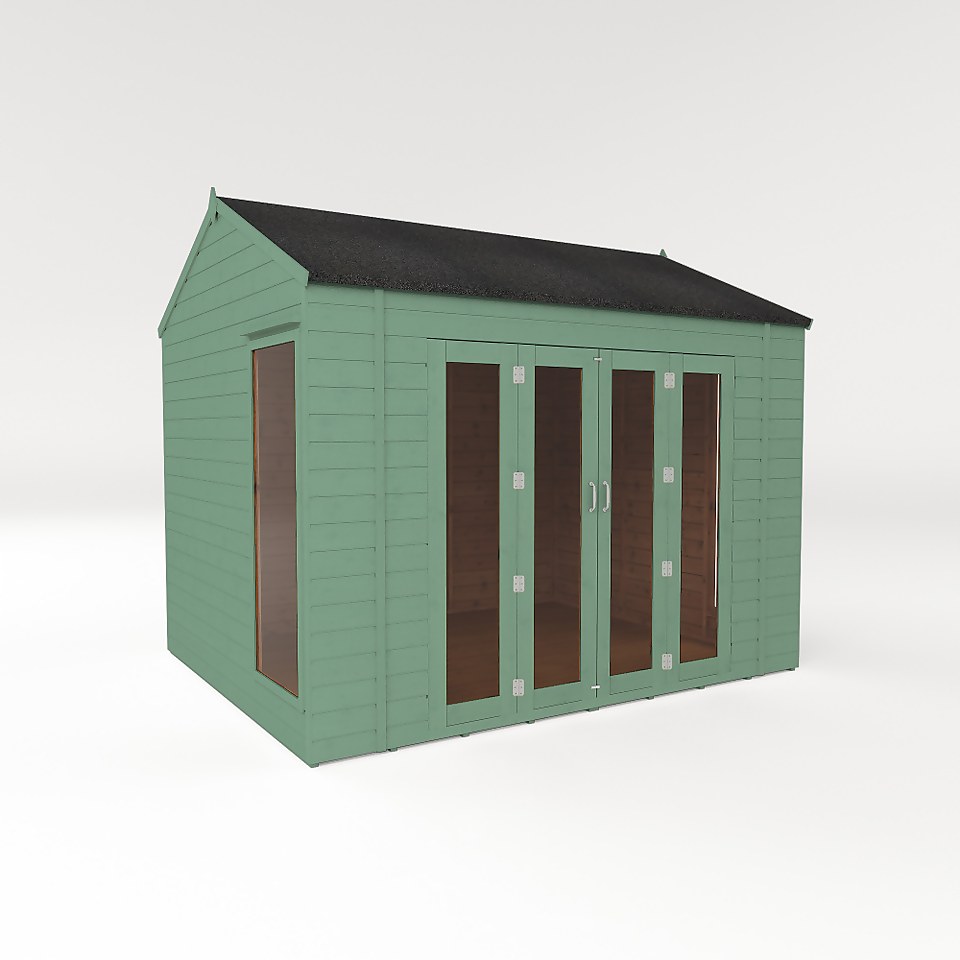 Country Living Hawksworth 10 x 8ft Summerhouse Painted + Installation - Aurora Green