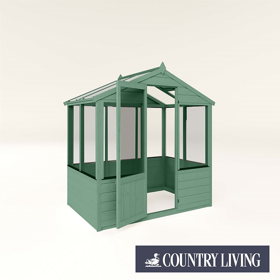 Country Living Kelham 4 x 6ft Traditional Greenhouse Painted + Installation - Aurora Green
